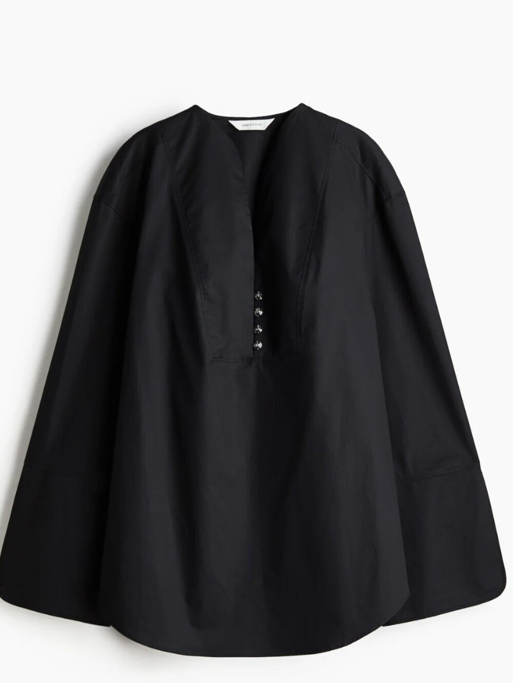 H&M Womens loose fit 3XL Black V-Neck Long Sleeve Button Front tuxedo Blouse NWT